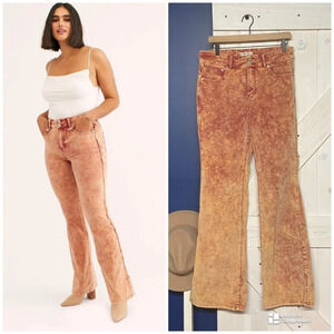 Free People Acid Wash Orange Flare Pants